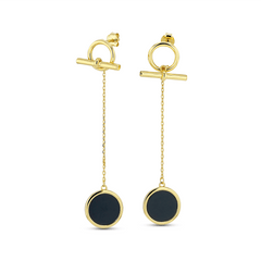 Boucles d'oreilles en Argent 925 doré Or jaune 18k assemblées de Onyx noir - Maison Di Giorgio