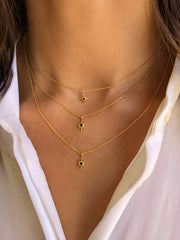 Collier en Argent 925 doré Or jaune 18k assemblé d'Oxyde de zirconium noir - Maison Di Giorgio
