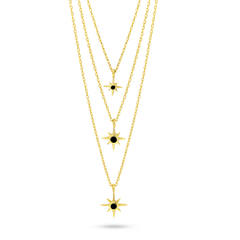 Collier en Argent 925 doré Or jaune 18k assemblé d'Oxyde de zirconium noir - Maison Di Giorgio