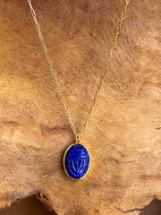 Collier doré Or jaune 18k assemblé de lapis - lazuli - Maison Di Giorgio
