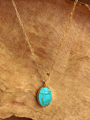 Collier doré Or jaune 18k assemblé de turquoise - Maison Di Giorgio