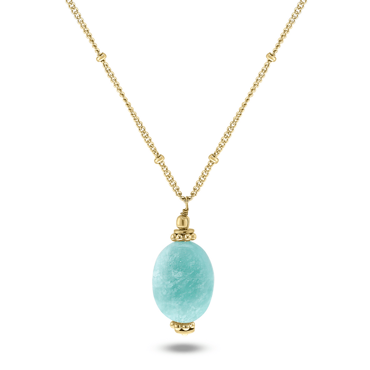 Collier doré Or jaune 18k assemblé d'Amazonite - Maison Di Giorgio