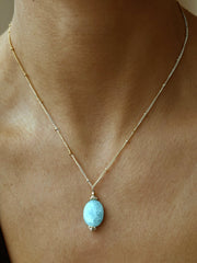 Collier doré Or jaune 18k assemblé d'Amazonite - Maison Di Giorgio