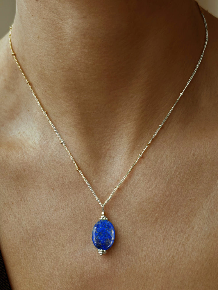 Collier doré Or jaune 18k assemblé de Lapis - lazuli - Maison Di Giorgio