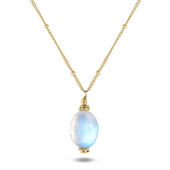 Collier doré Or jaune 18k assemblé de Pierre de lune - Maison Di Giorgio