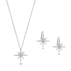 Ensemble de collier et boucles d'oreilles en Argent 925 plaqué Rhodium assemblé d'Oxyde de zirconium - Maison Di Giorgio