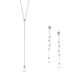 Ensemble de collier et boucles d'oreilles en Argent 925 plaqué Rhodium assemblé d'Oxyde de zirconium - Maison Di Giorgio