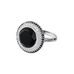 Bague en Argent 925 plaqué Rhodium assemblée d'Onyx noir, Spinelle noire et Oxyde de zirconium - Maison Di Giorgio