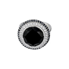 Bague en Argent 925 plaqué Rhodium assemblée d'Onyx noir, Spinelle noire et Oxyde de zirconium - Maison Di Giorgio