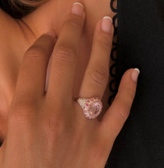 Bague en Argent 925 doré Or rose 18k assemblée de Morganite, Saphir rose et Oxyde de zirconium - Maison Di Giorgio
