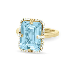 Bague en Argent 925 doré Or jaune 18k assemblée de Topaze bleu ciel et Oxyde de zirconium - Maison Di Giorgio
