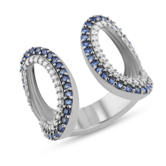Bague en Argent 925 plaqué Rhodium assemblée de Spinelle bleue et Oxyde de zirconium - Maison Di Giorgio