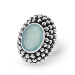 Bague en Argent 925 plaqué Rhodium assemblée de Calcédoine aqua - Maison Di Giorgio
