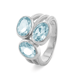 Bague en Argent 925 plaqué Rhodium assemblée de Topaze bleue - Maison Di Giorgio