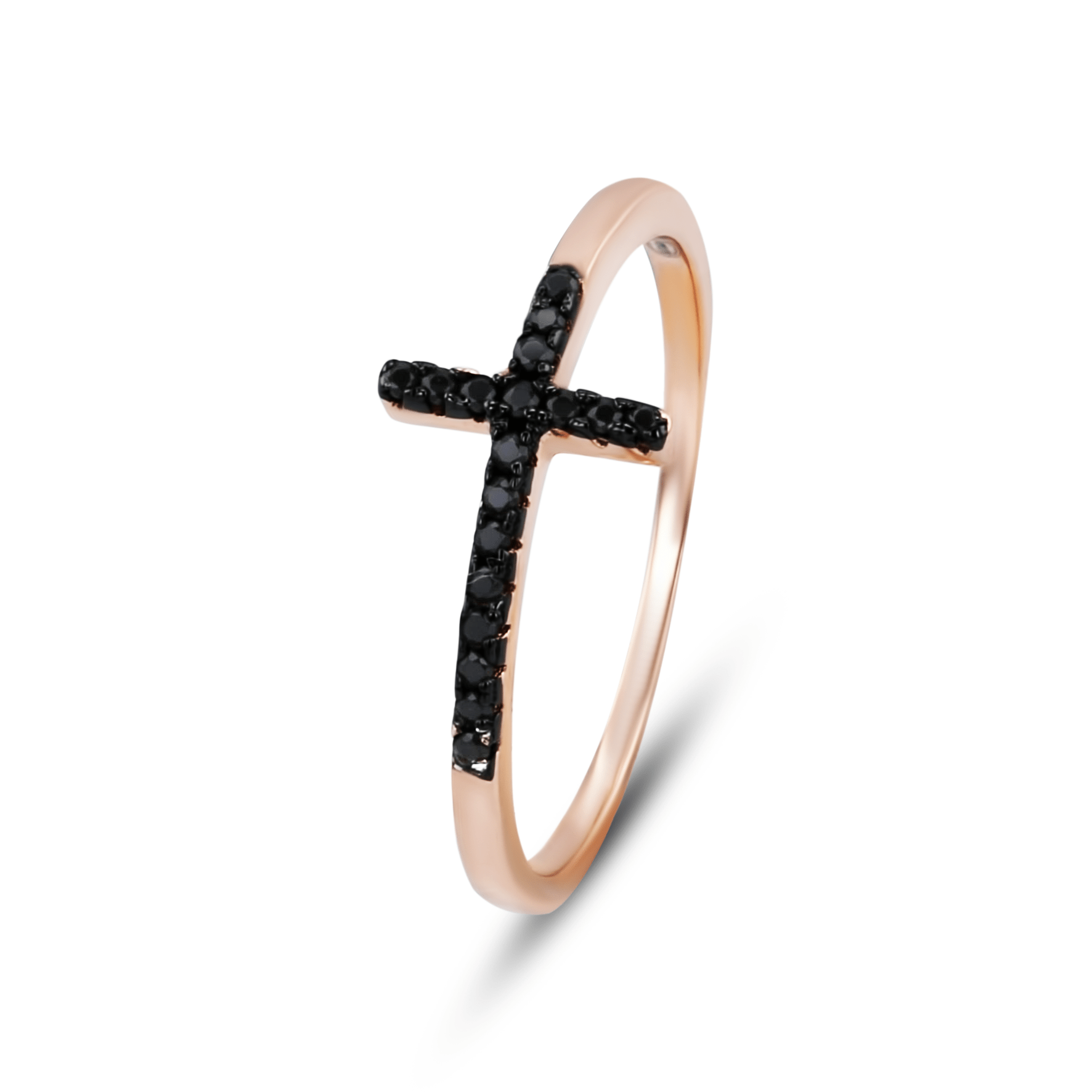 Bague en Argent 925 doré Or rose 18k assemblée d'oxyde de zirconium noir - Maison Di Giorgio