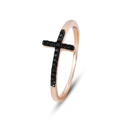 Bague en Argent 925 doré Or rose 18k assemblée d'oxyde de zirconium noir - Maison Di Giorgio