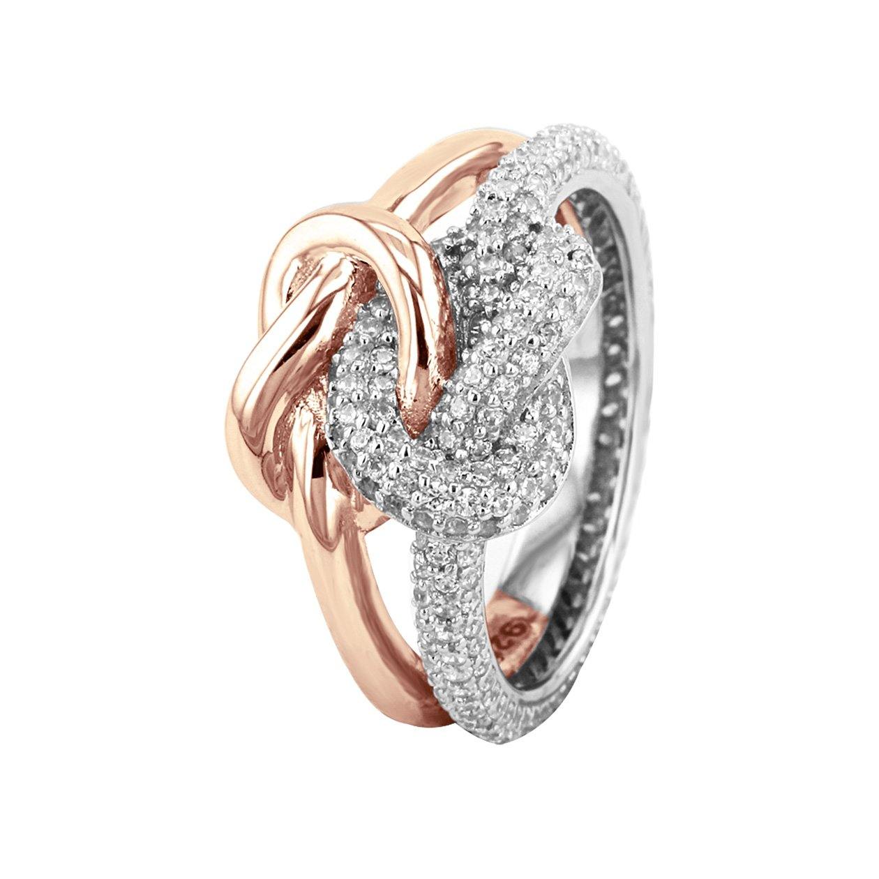 Bague en Argent 925 plaqué Rhodium et Or rose 18k assemblée d'oxyde de zirconium - Maison Di Giorgio
