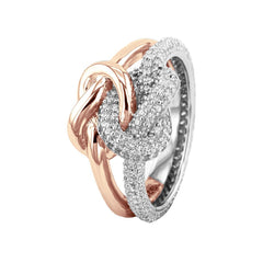Bague en Argent 925 plaqué Rhodium et Or rose 18k assemblée d'oxyde de zirconium - Maison Di Giorgio