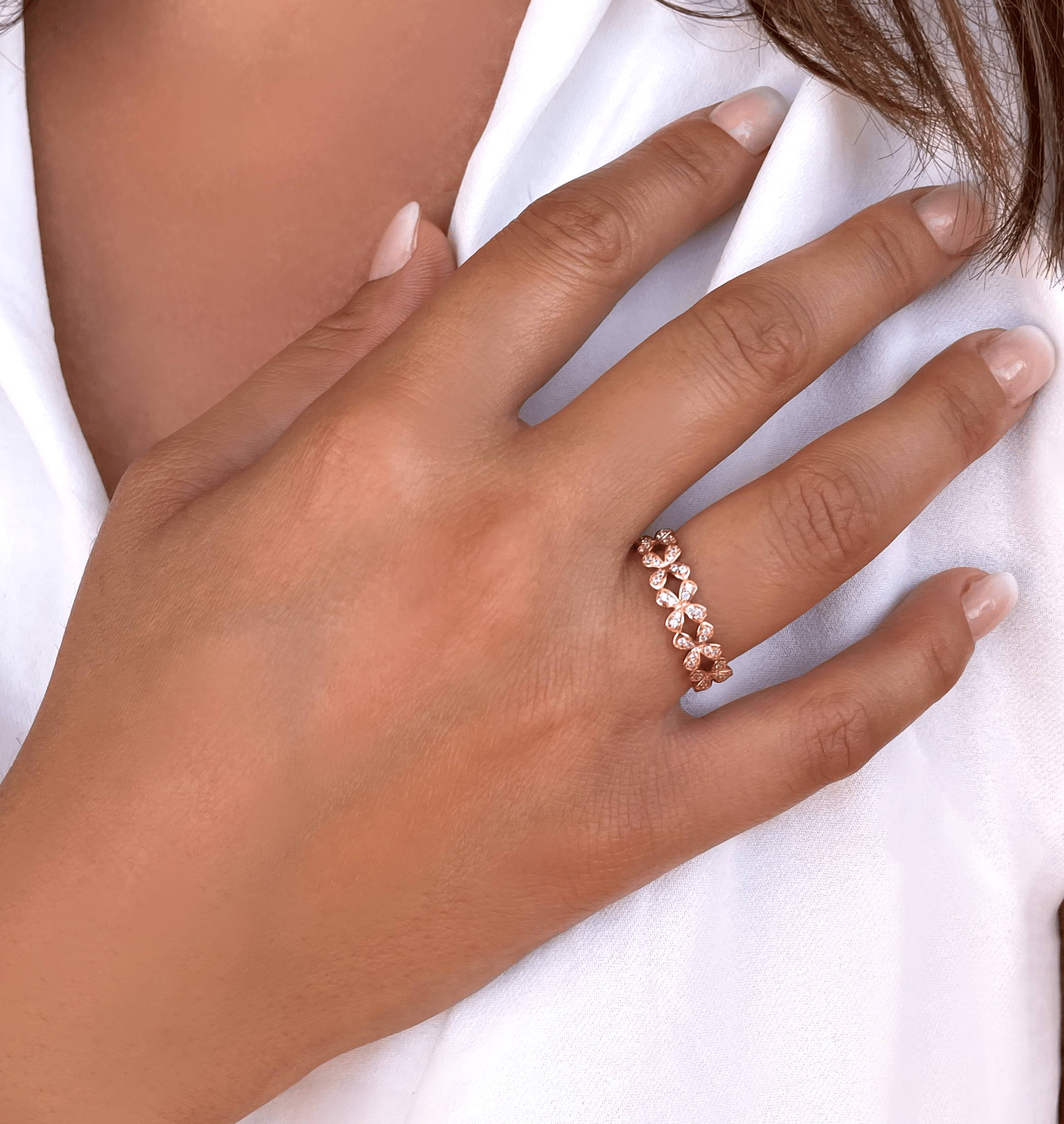Bague en Argent 925 doré Or rose 18k assemblée d'oxyde de zirconium - Maison Di Giorgio