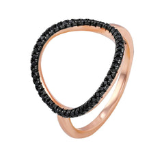 Bague en Argent 925 doré Or rose 18k assemblée d'oxyde de zirconium noir - Maison Di Giorgio