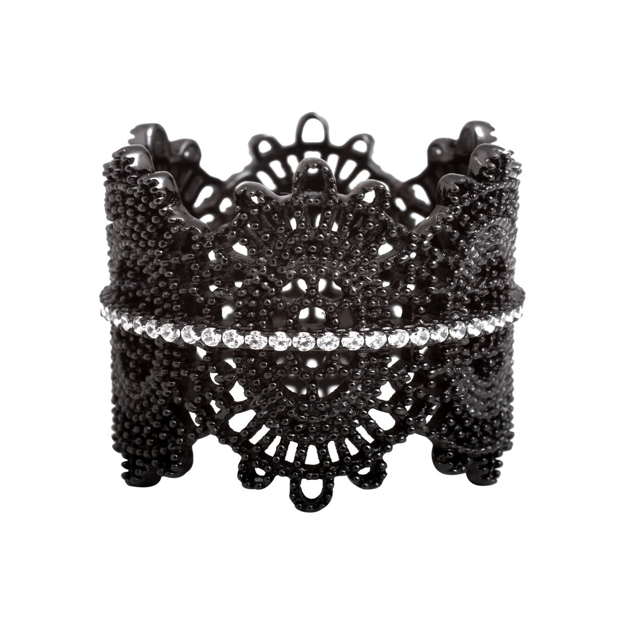 Bague en Argent 925 plaqué Rhodium noir assemblée d'oxyde de zirconium - Maison Di Giorgio