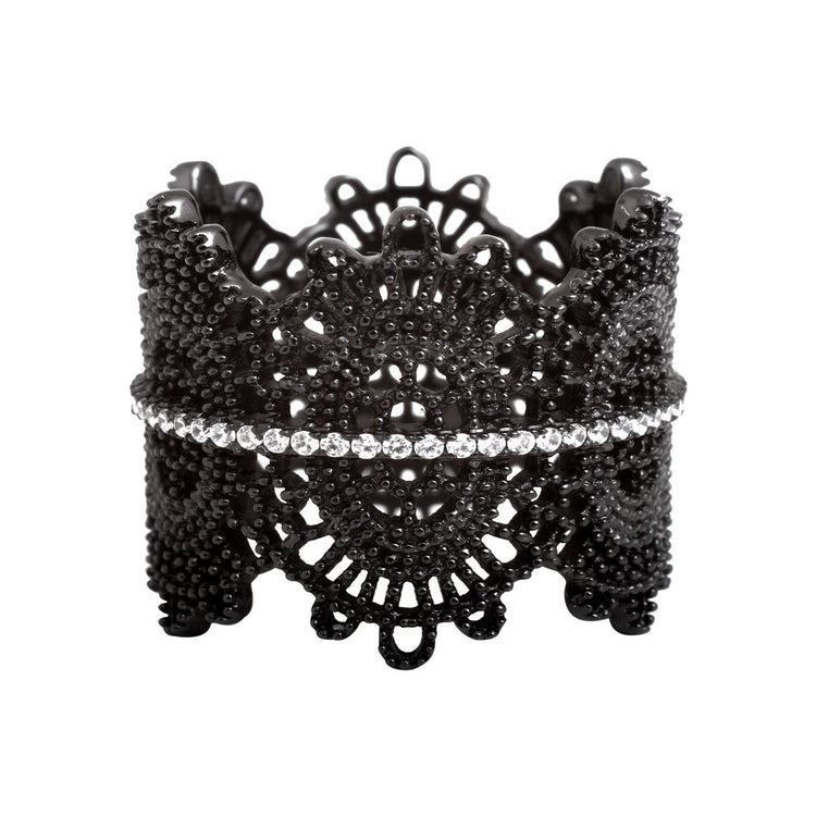 Bague en Argent 925 plaqué Rhodium noir assemblée d'oxyde de zirconium - Maison Di Giorgio