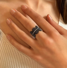 Bague en Argent 925 plaqué Rhodium noir assemblée d'oxyde de zirconium - Maison Di Giorgio