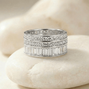 Bague en Argent 925 plaqué Rhodium assemblée d'Oxyde de Zirconium - Maison Di Giorgio