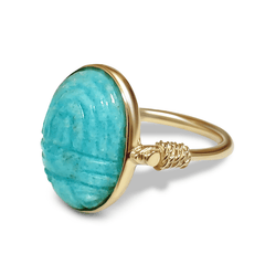 Bague dorée Or jaune 18k assemblée d'Amazonite - Maison Di Giorgio