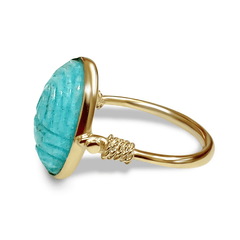 Bague dorée Or jaune 18k assemblée d'Amazonite - Maison Di Giorgio