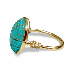 Bague dorée Or jaune 18k assemblée de Turquoise - Maison Di Giorgio