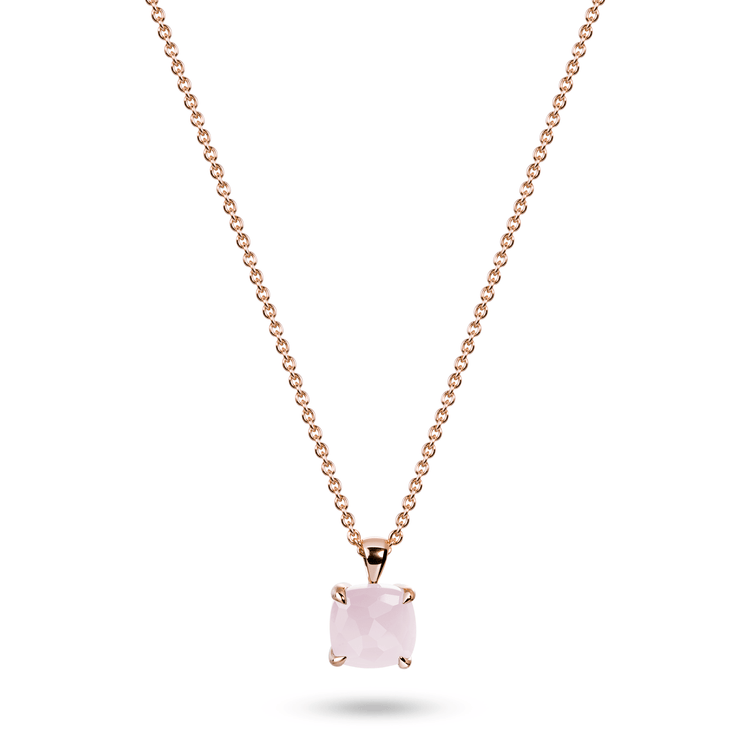 Collier en Argent 925 doré Or rose 18k assemblé de Calcédoine rose - Maison Di Giorgio