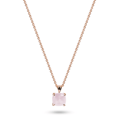 Collier en Argent 925 doré Or rose 18k assemblé de Calcédoine rose - Maison Di Giorgio