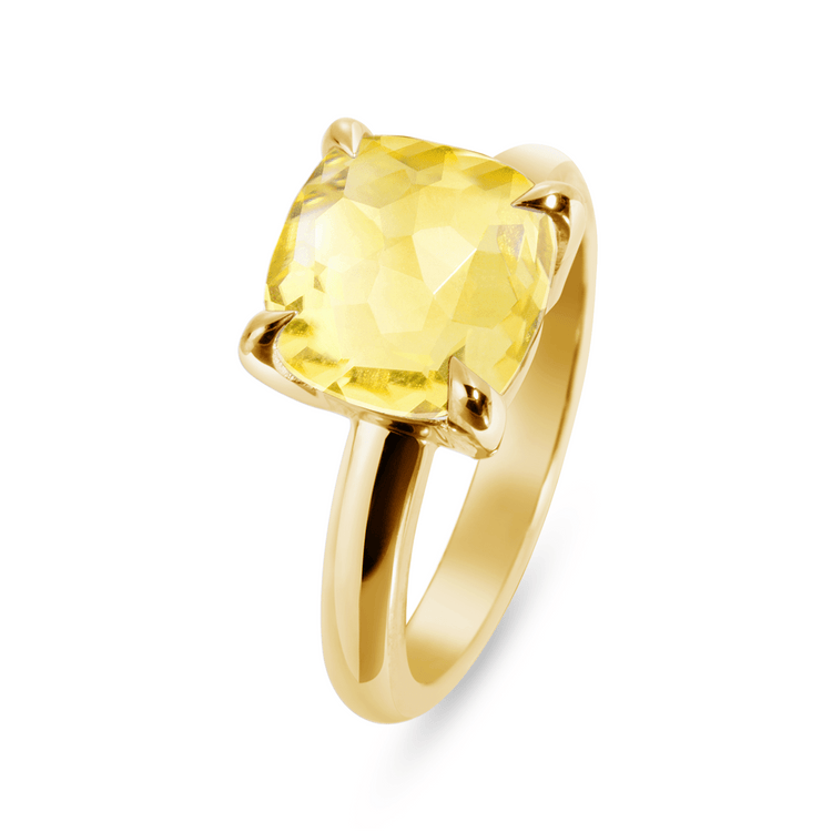 Bague en Argent 925 doré Or jaune 18k assemblée de Quartz citron - Maison Di Giorgio