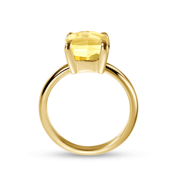 Bague en Argent 925 doré Or jaune 18k assemblée de Quartz citron - Maison Di Giorgio