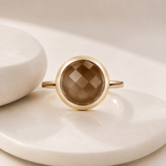 Bague - Argent 925 doré Or jaune 18k, Quartz fumé - Maison Di Giorgio