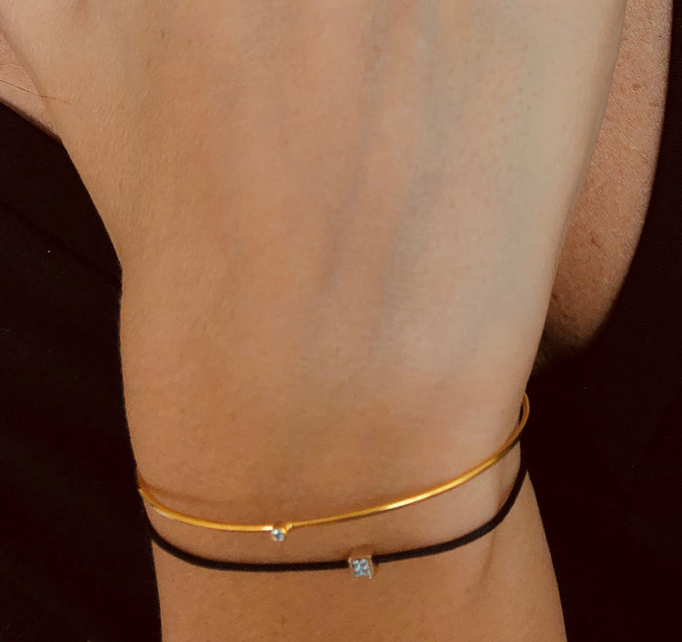 Bracelet en Argent 925 doré Or jaune 18k assemblé de diamant GHS - I - Maison Di Giorgio