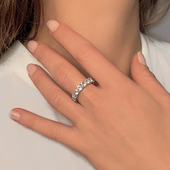 Bague en Argent 925 plaqué Rhodium assemblée de quartz blanc - Maison Di Giorgio