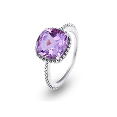 Bague en Argent 925 plaqué Rhodium assemblée d'Améthyste - Maison Di Giorgio