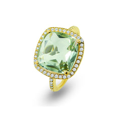 Bague en Argent 925 doré Or jaune 18k assemblée de Quartz naturel et d'Oxyde de zirconium - Maison Di Giorgio