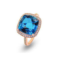 Bague en Argent 925 doré Or rose 18k assemblée de Quartz naturel et d'Oxyde de zirconium - Maison Di Giorgio