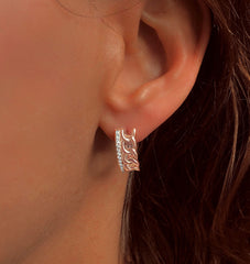 Boucles d'oreilles en Argent 925 doré Or rose 18k assemblées d'oxyde de zirconium - Maison Di Giorgio