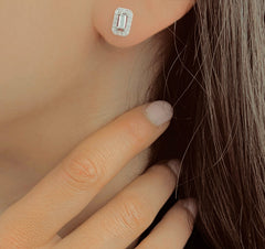 Boucles d'oreilles en Argent 925 plaqué Rhodium assemblées d'Oxyde de zirconium - Maison Di Giorgio