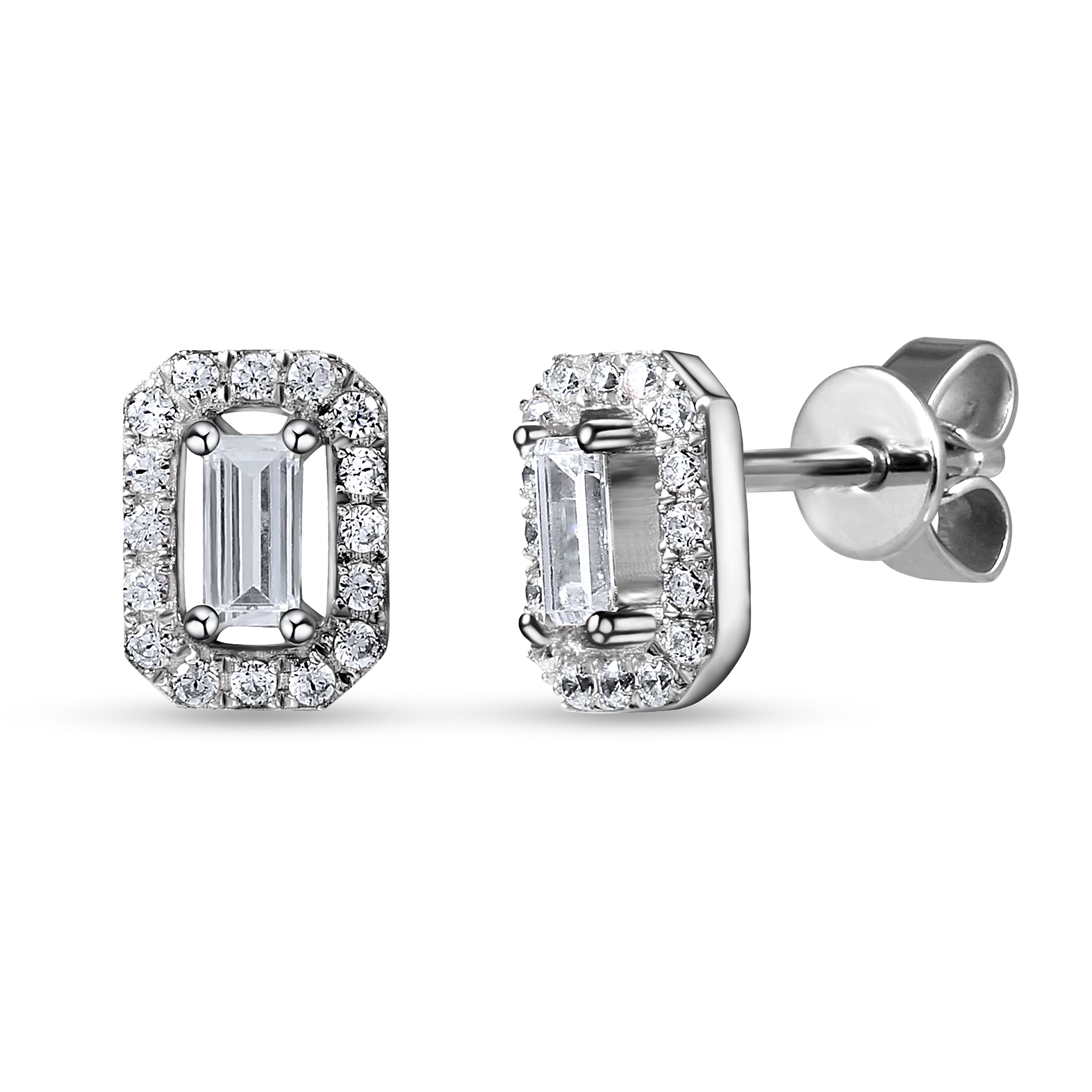 Boucles d'oreilles en Argent 925 plaqué Rhodium assemblées d'Oxyde de zirconium - Maison Di Giorgio