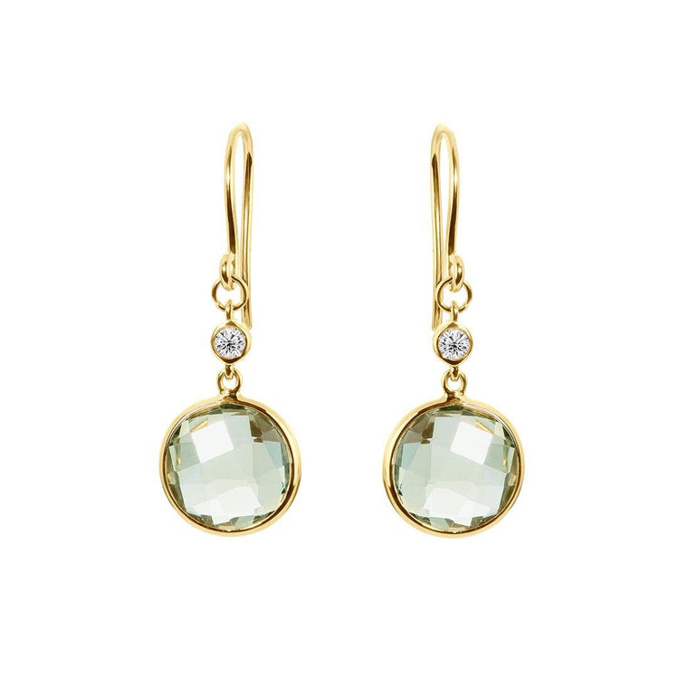 Boucles d'oreilles en Argent 925 doré Or jaune 18k assemblées d'Améthyste verte - Maison Di Giorgio