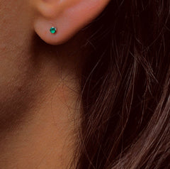 Boucles d'oreilles en Argent 925 plaqué Rhodium assemblées d'Émeraude - Maison Di Giorgio