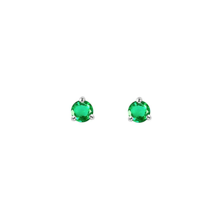 Boucles d'oreilles en Argent 925 plaqué Rhodium assemblées d'Émeraude - Maison Di Giorgio