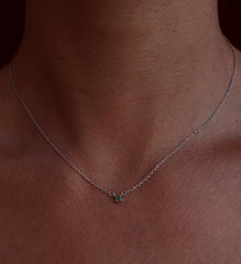 Collier en Argent 925 plaqué Rhodium assemblé d'Émeraude - Maison Di Giorgio
