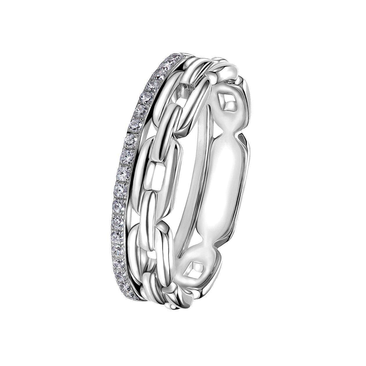 Bague en Argent 925 plaqué Rhodium assemblée d'oxyde de zirconium - Maison Di Giorgio