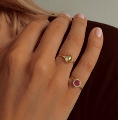 Bague en Argent 925 doré Or jaune 18k assemblée d'Améthyste verte - Maison Di Giorgio